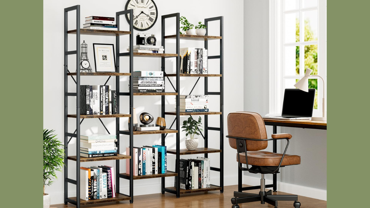 wooden and iron shelf for stylish room division