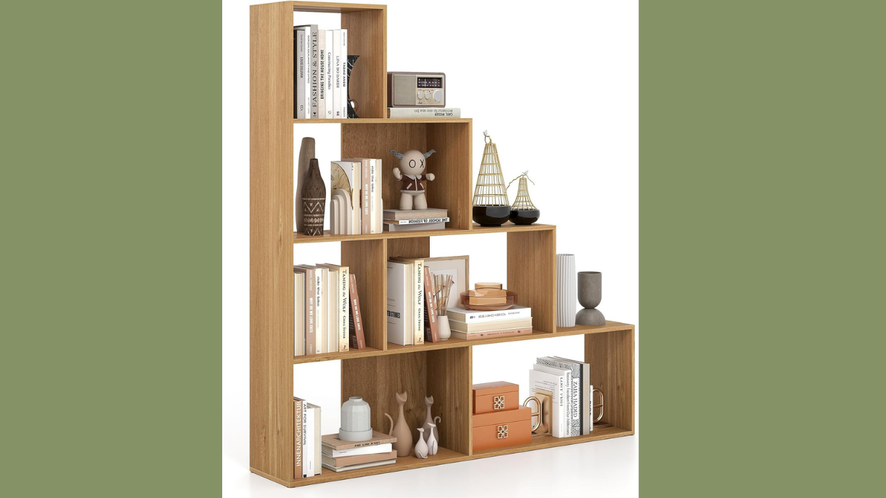 Stepped cube shelves for stylish room divider