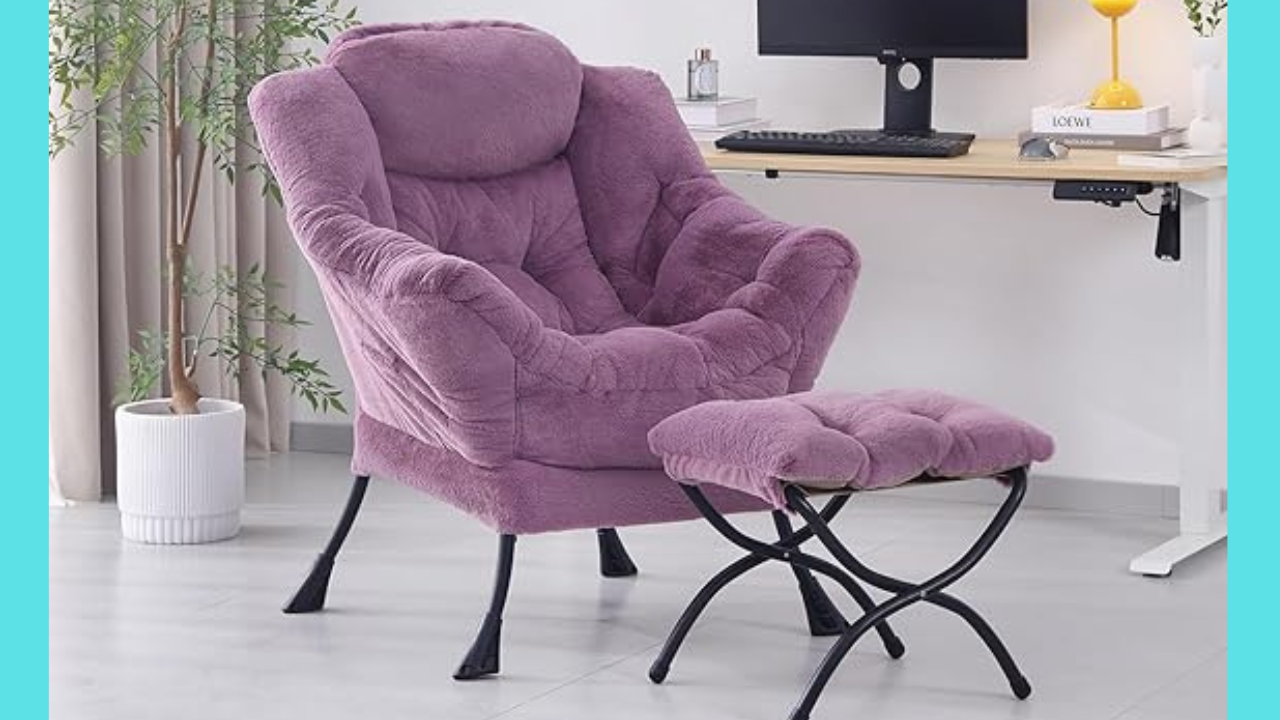 Cozy chair with foot rest perfect for creating a reading nook