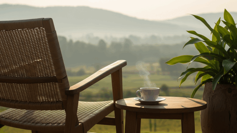 Simple routines for ADHD – calming morning ritual with coffee and plants