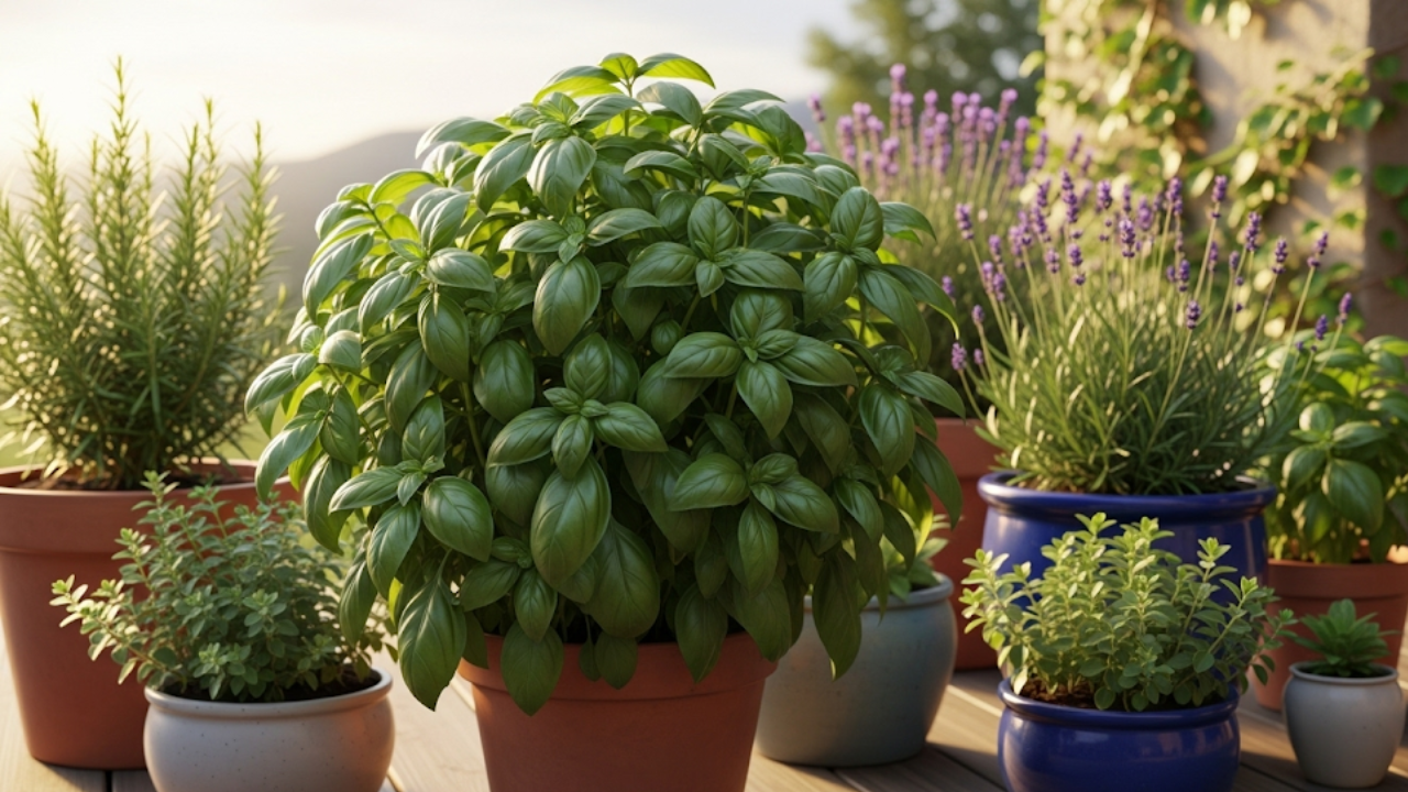 basil plant in a pot