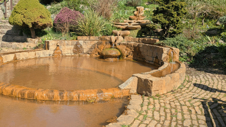 Glastonbury Chalice Well Gardens. This reflection pool is the very foot of the gardens