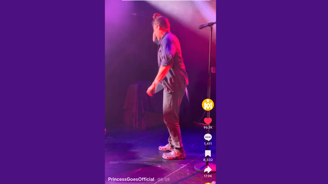 An example of my Michael C. Hall ADHD hyperfixation. Performing the 'croc wiggle' with his band Princess Goes.