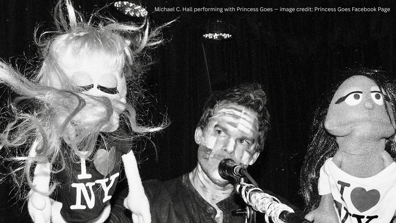 Michael C. Hall performing the Princess Goes song Come Talk to Me with puppets. 