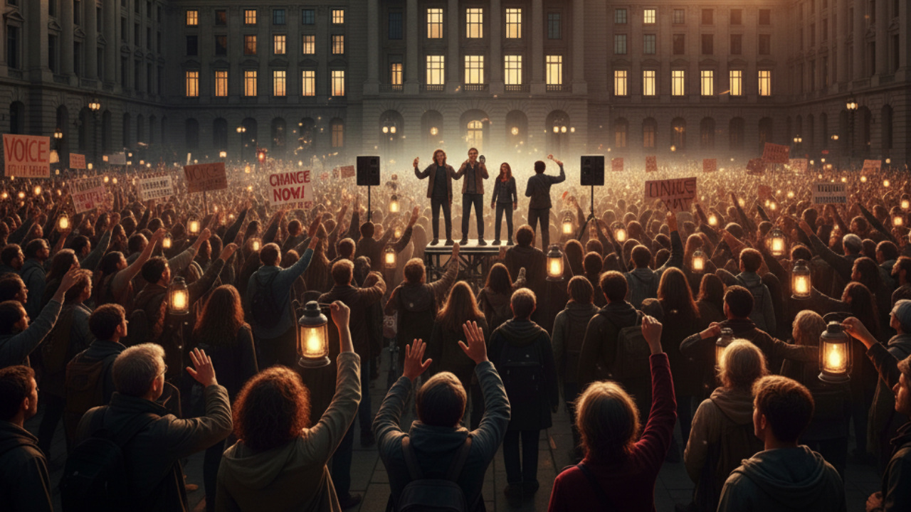 illustration showing crowd of people